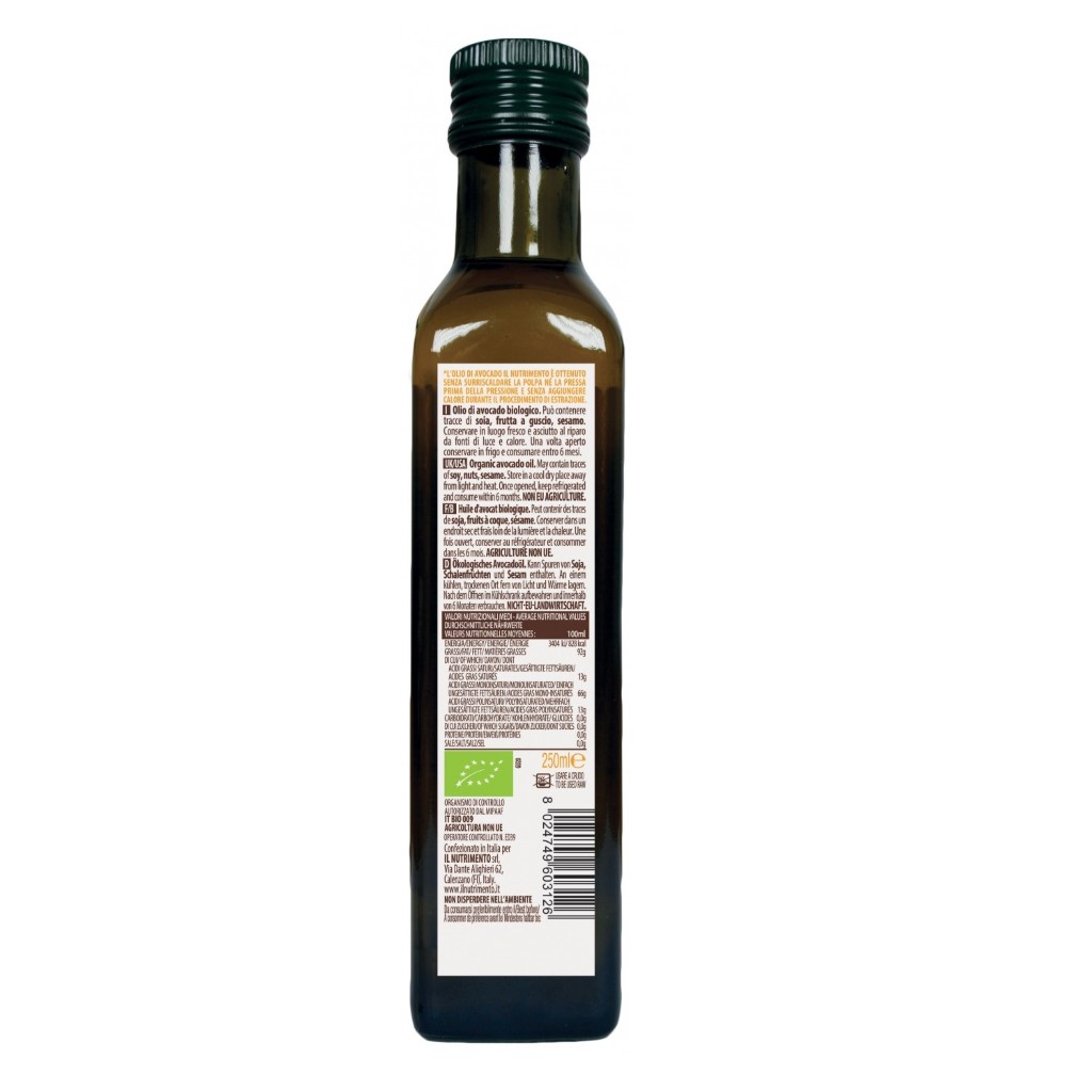Dầu quả bơ hữu cơ ép thô 250ml IL Nutrimento Bio