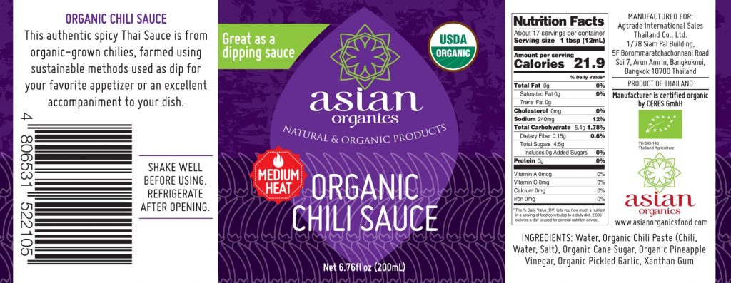 Tương ớt cay chua ngọt hữu cơ Asian Organics (200ml)