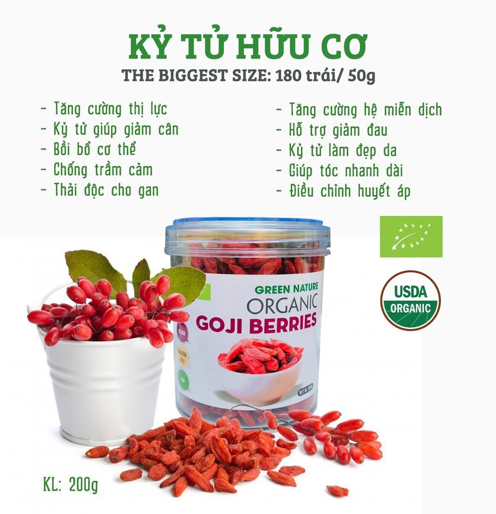 Kỷ tử hữu cơ Green Nature 200g