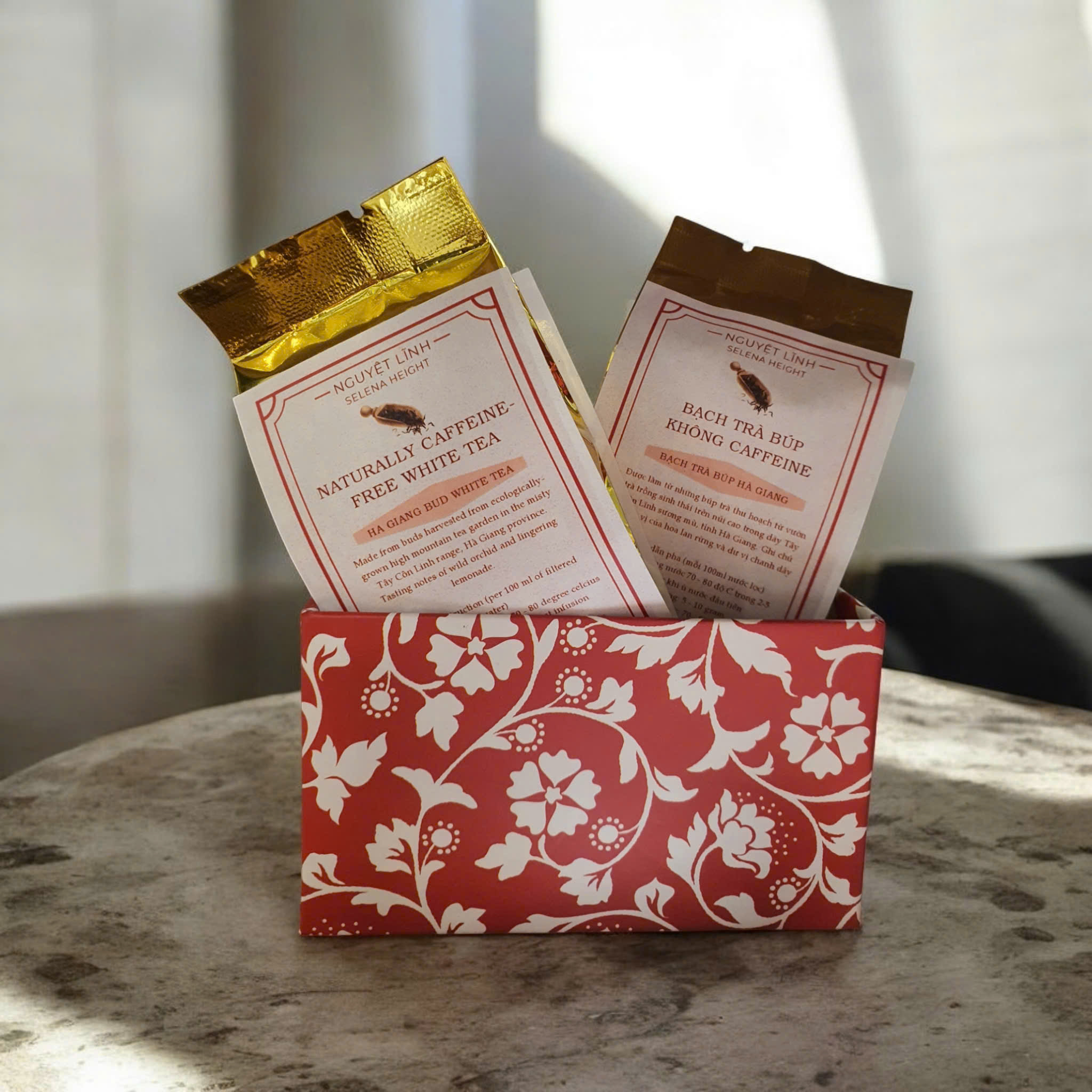 Bạch trà búp không caffein - Hộp 5 túi nhỏ (White tea bud no caffein - Box 40g)