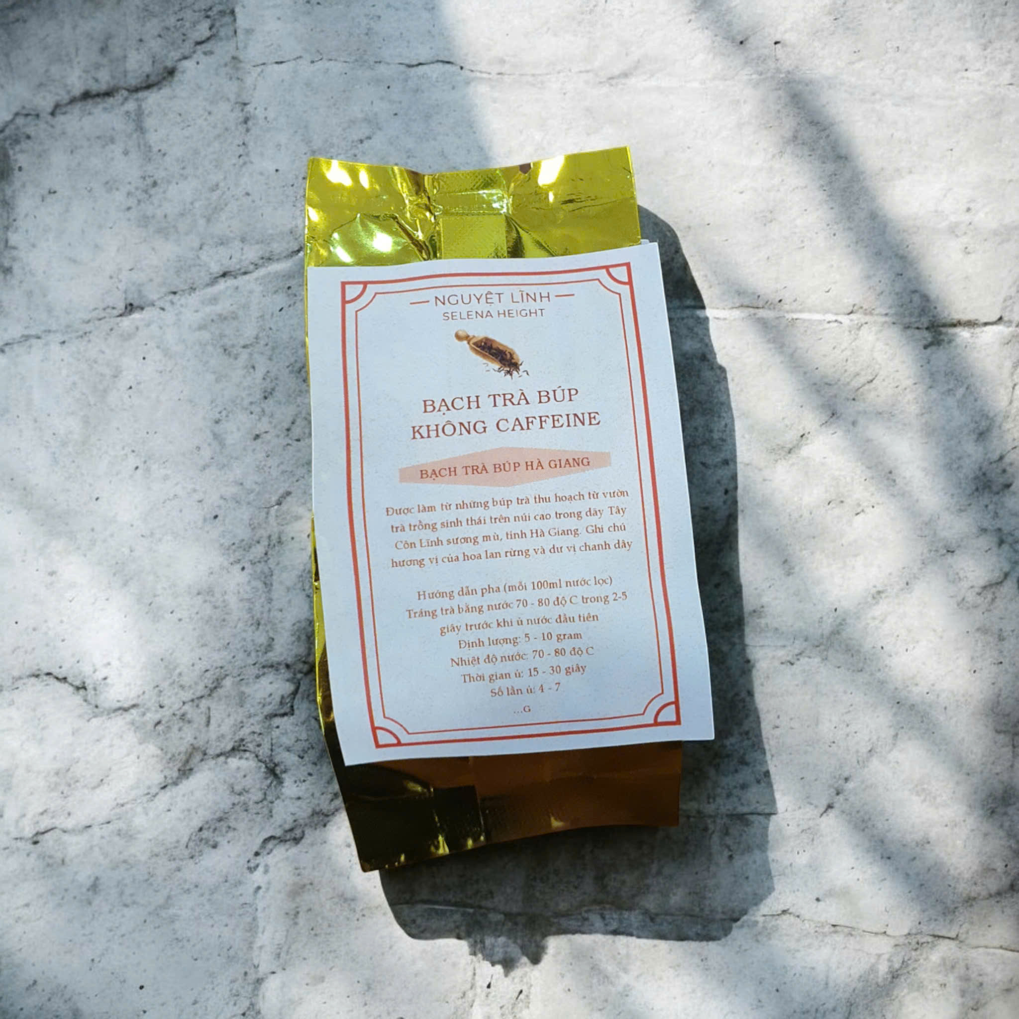Bạch trà búp không caffein - Hộp 5 túi nhỏ (White tea bud no caffein - Box 40g)