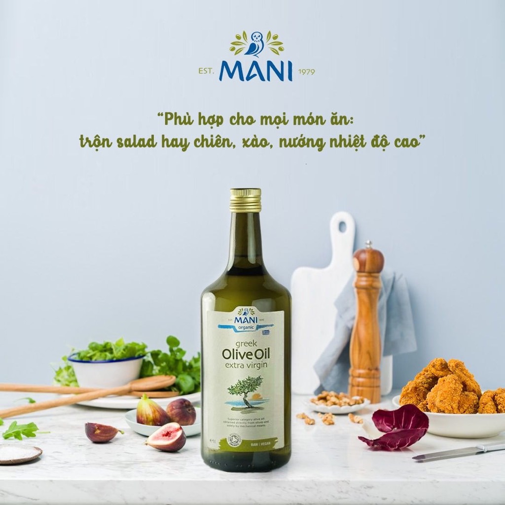 Dầu Olive Extra Virgin hữu cơ ép lạnh Mani 500ml/ 250ml