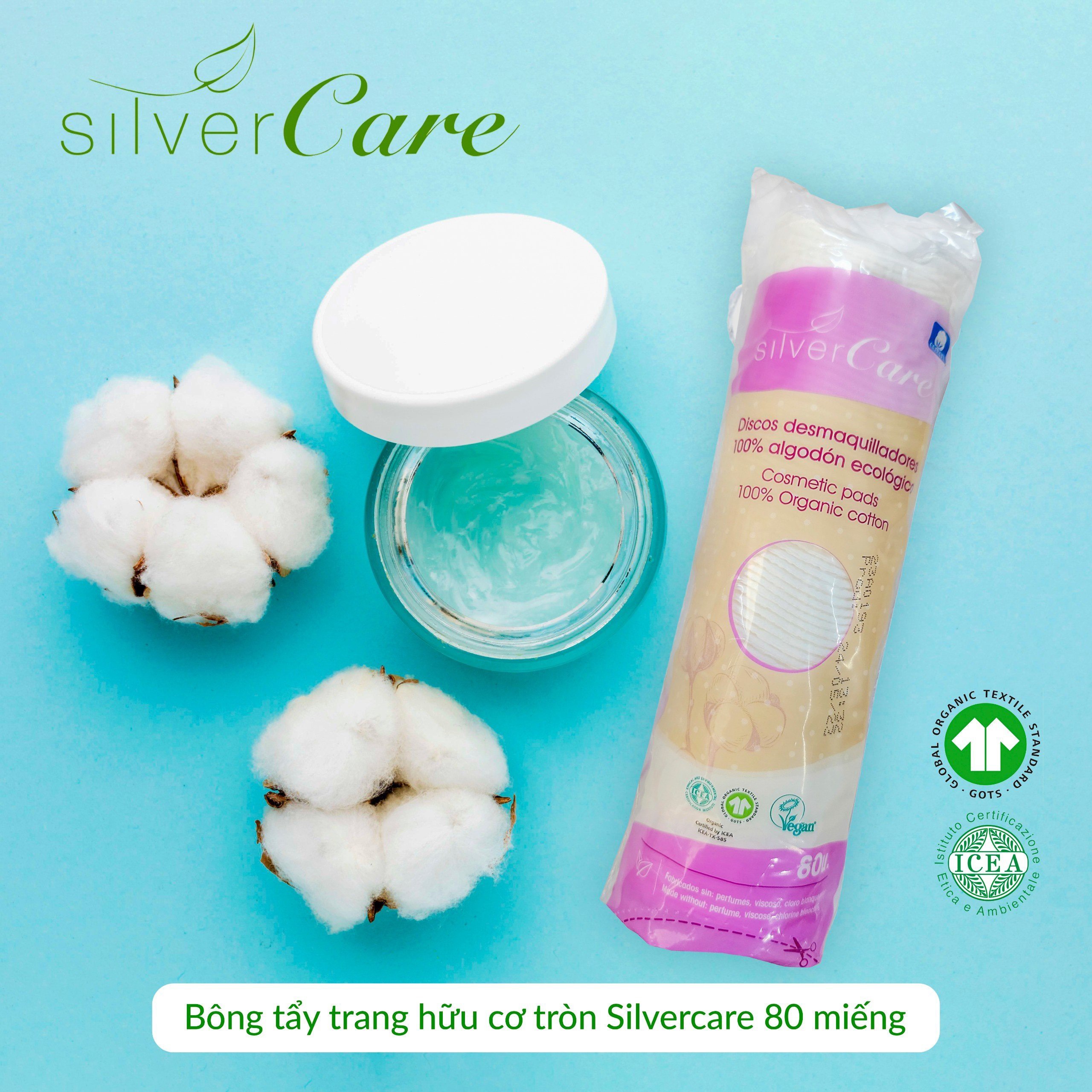 Bông tẩy trang hữu cơ tròn Silvercare 80 miếng - Sản xuất tại: Tây Ban Nha