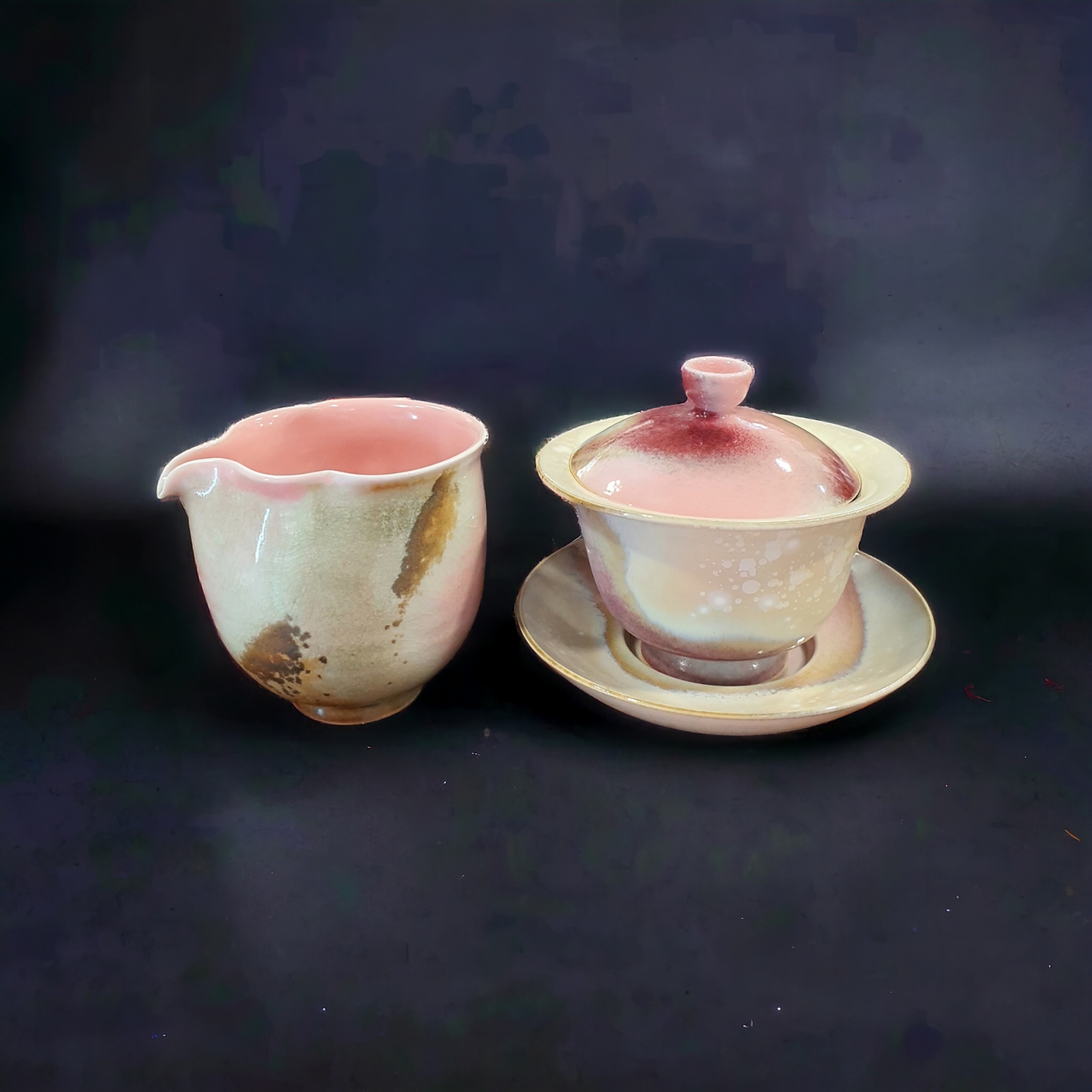 Bộ chén khải & tống uống trà - Sứ Cảnh Đức nung củi