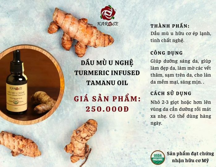 Dầu mù u nghệ hữu cơ 30ml (organic tamanu & turmeric oil) - Karose