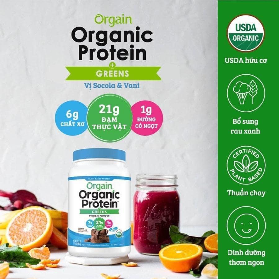 Đạm thực vật và Superfoods hữu cơ vị socola Orgain 918gr