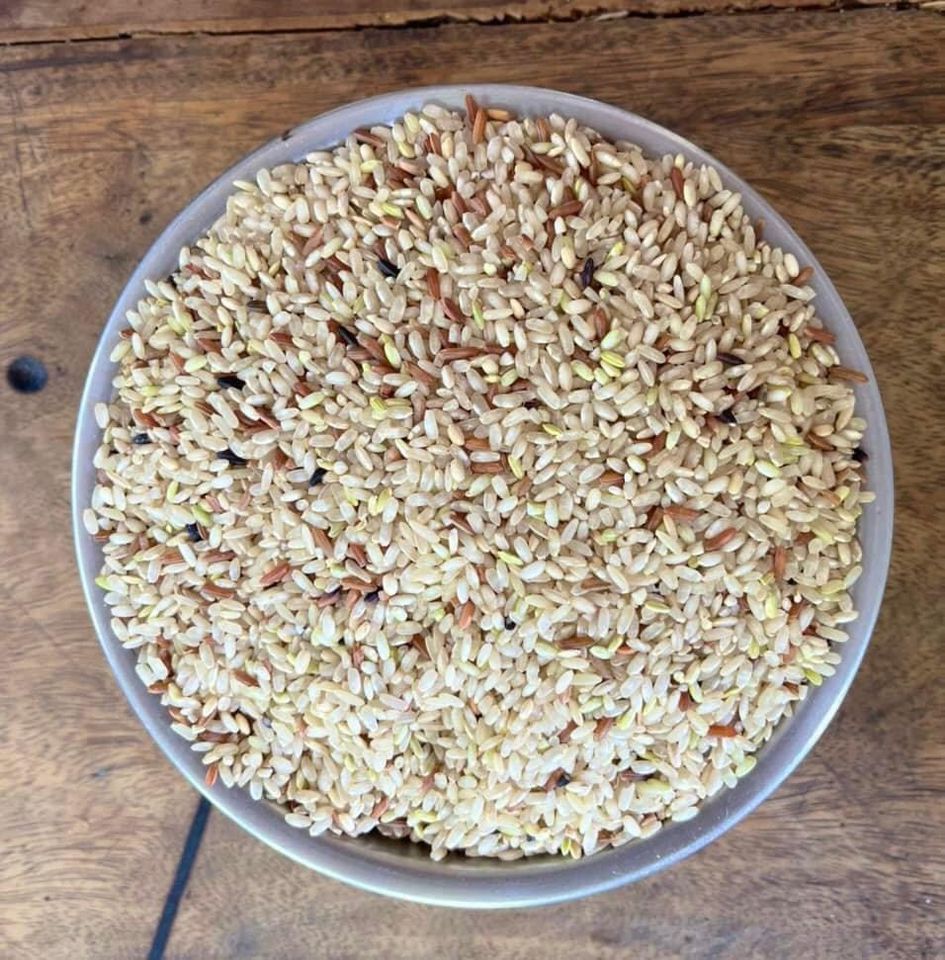 Gạo Dinh Dưỡng Thô Thơm Rằng Thơm 1kg - Noom Farm (vườn sinh thái - gạo lứt đen, gạo lứt huyết rồng, gạo lúa chiêm xát dối)