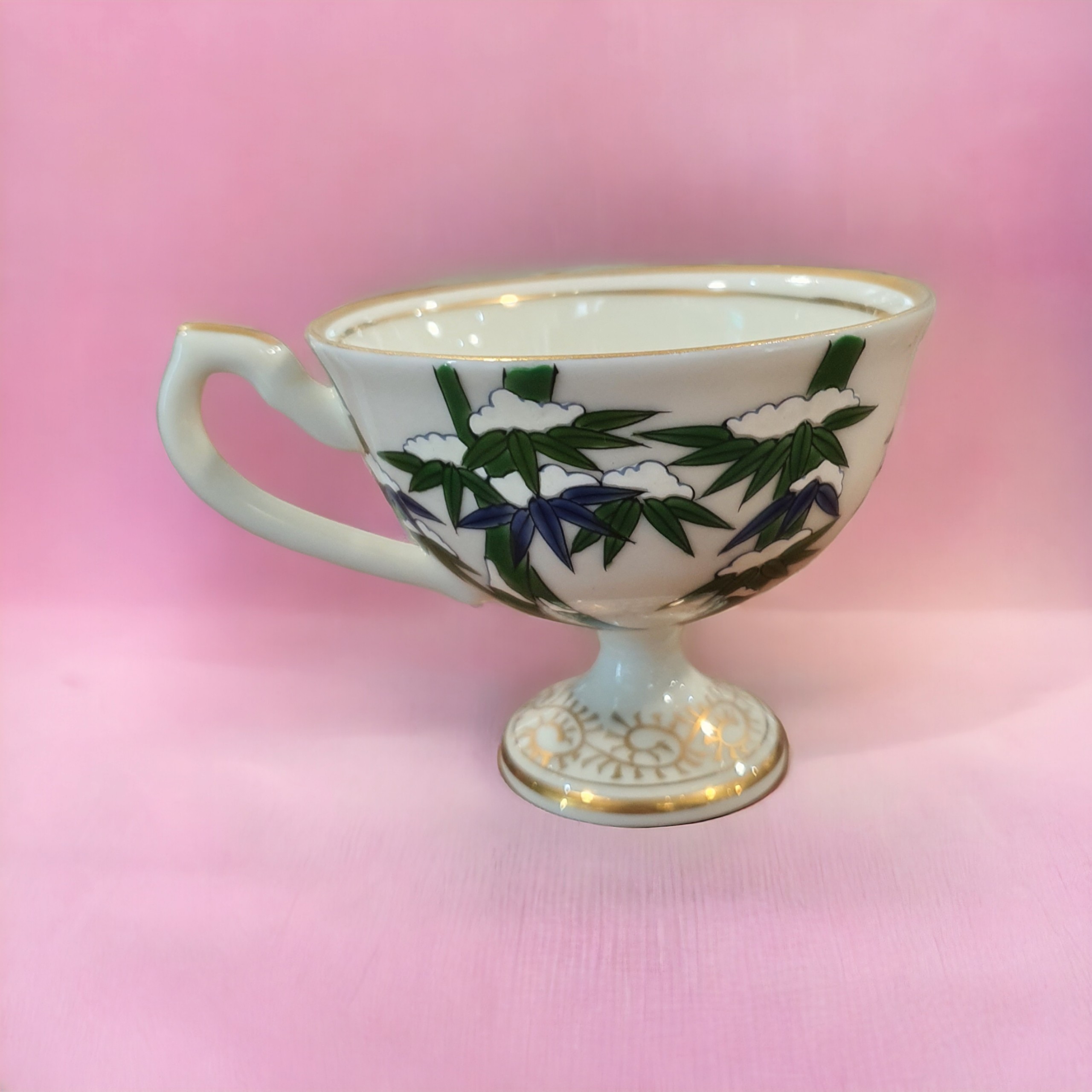 Ly uống trà sứ xương vintage cao cấp Fukagawa (3 màu)