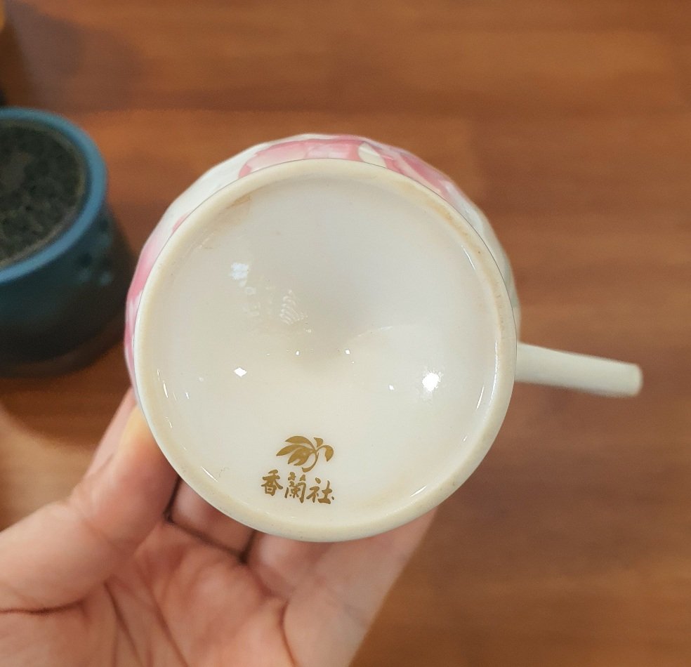 Ly uống trà sứ xương vintage cao cấp Fukagawa (3 màu)