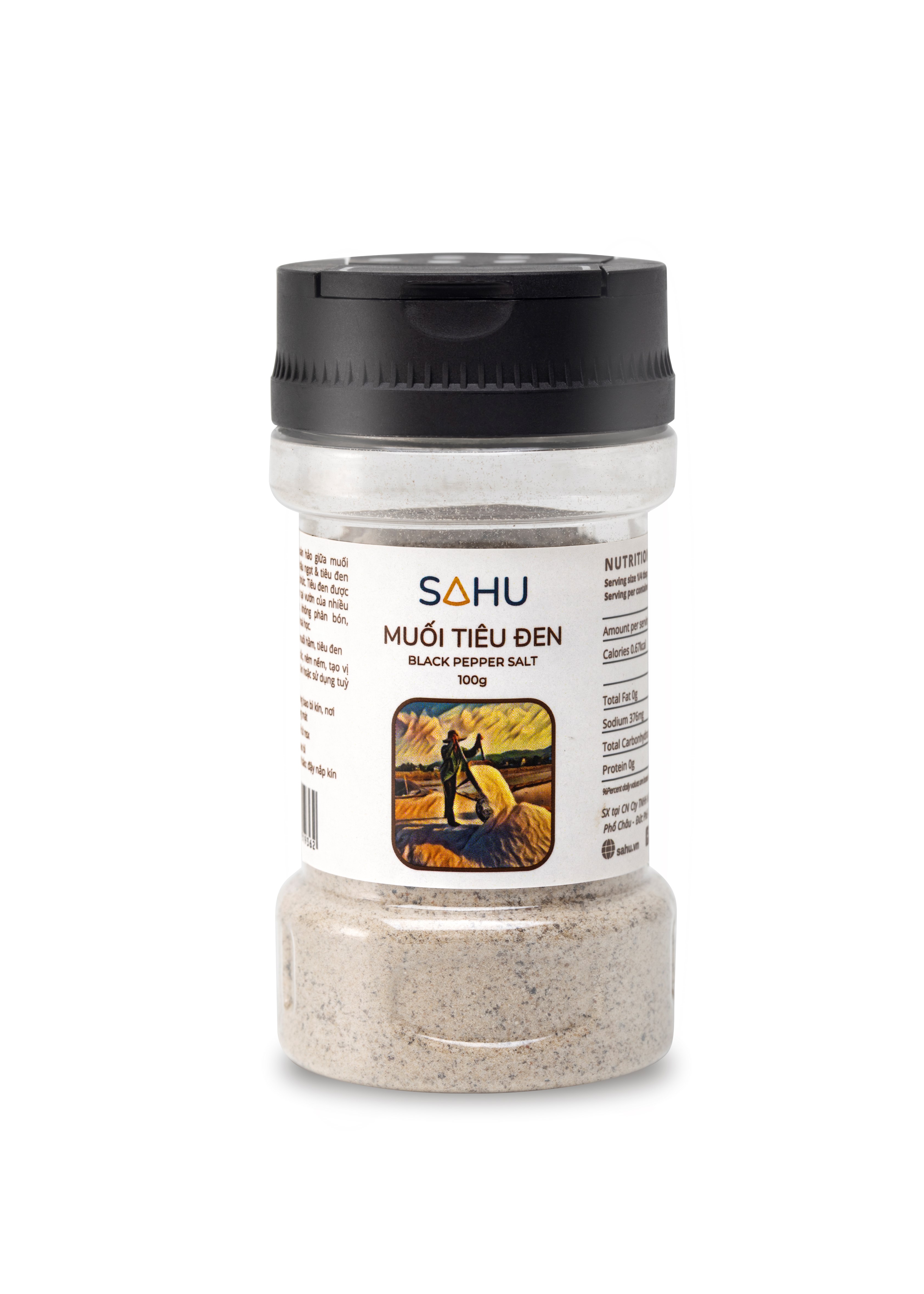 Muối biển Sahu premium - loại nhỏ (muối tiêu, muối ớt, muối ruốc, hoa muối, muối tre)