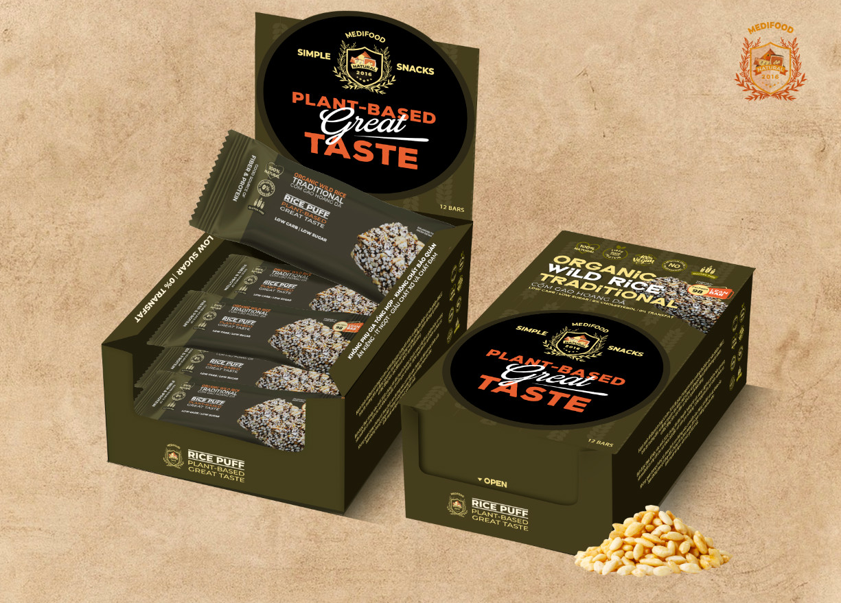 Thanh bánh lẻ cốm gạo đen hoang dã Medifood