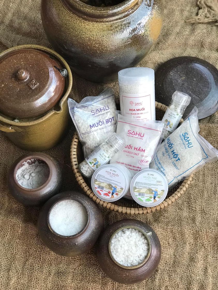 Muối biển truyền thống Sahu (muối hột, muối bọt, muối hầm, hoa muối, muối tre) - loại lớn