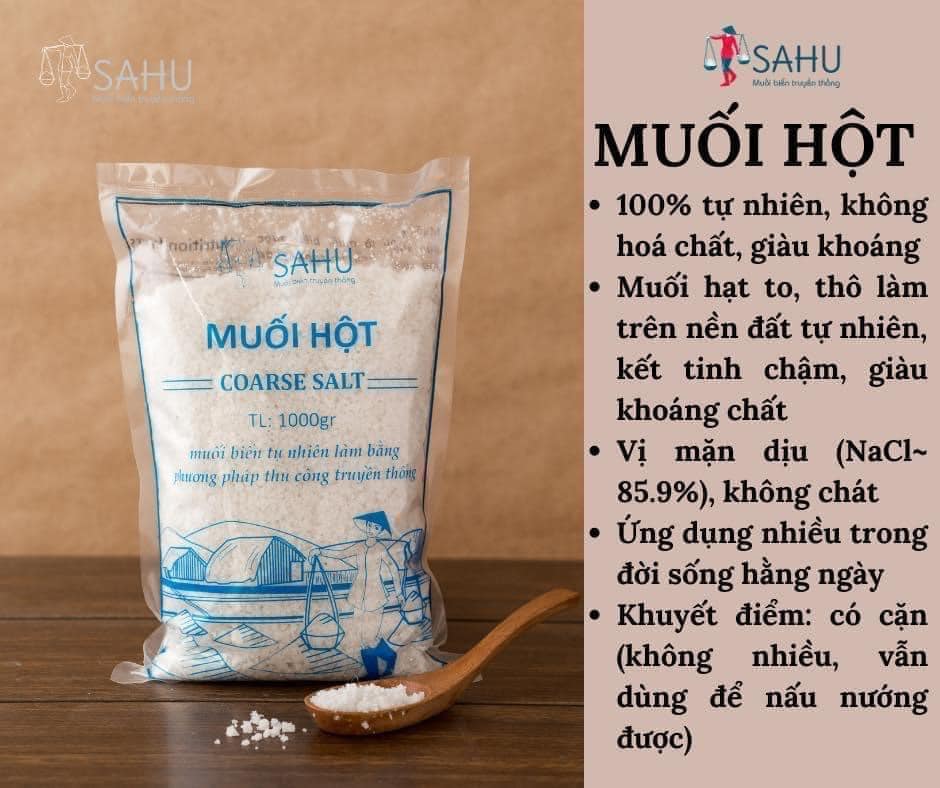 Muối biển truyền thống Sahu (muối hột, muối bọt, muối hầm, hoa muối, muối tre) - loại lớn