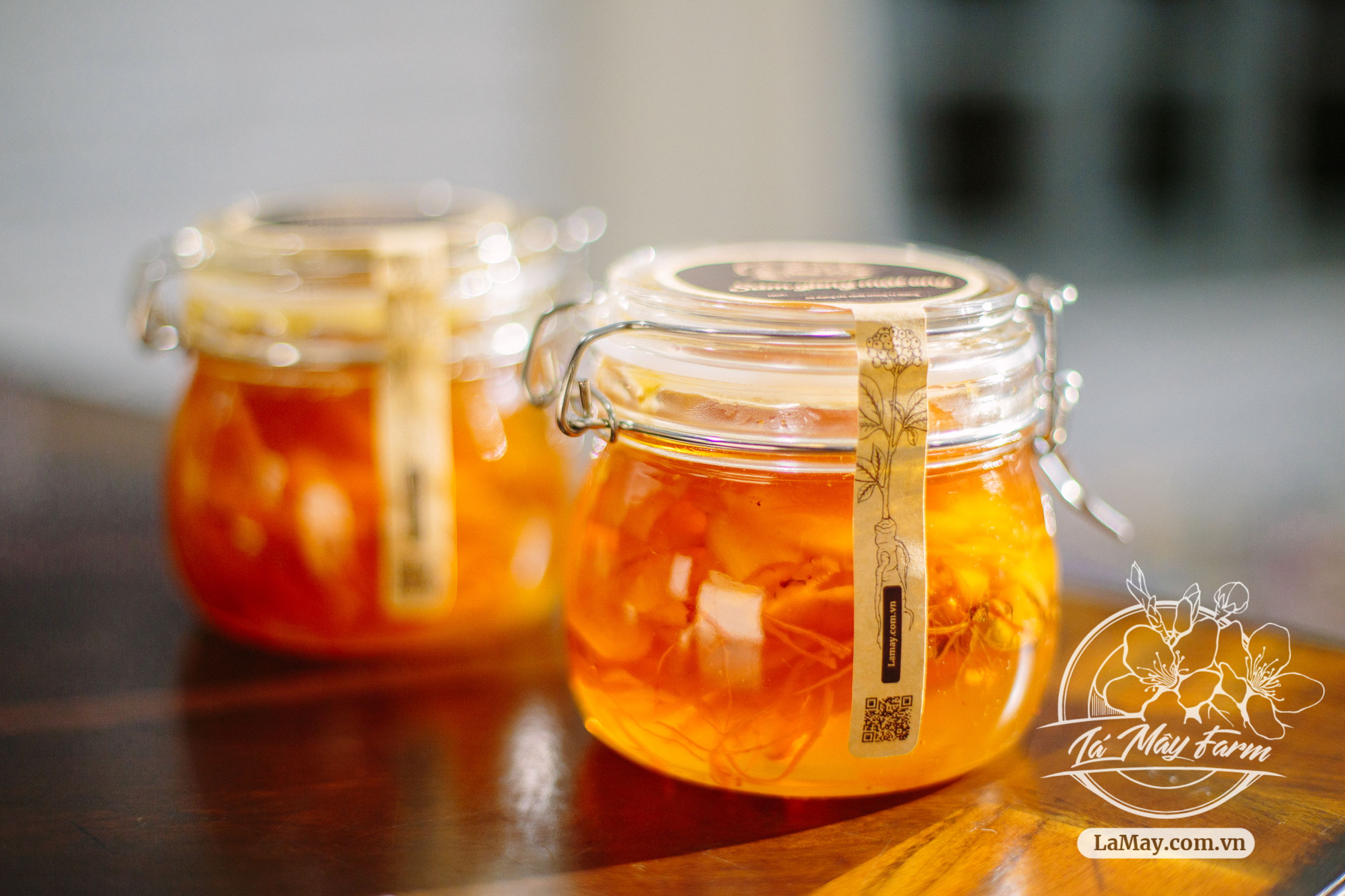 Hồng Sâm Mật Gừng 500ml - Lá Mây Farm