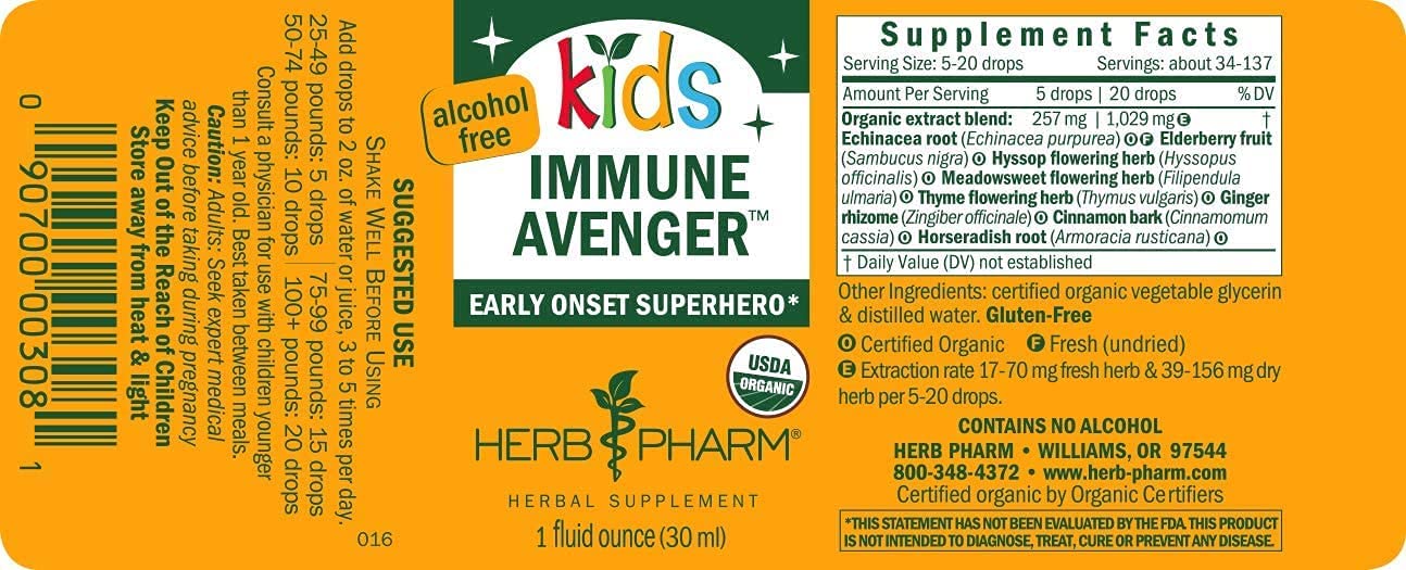 Tăng đề kháng hữu cơ Kid Immune Avenger 30ml - Herb Pharm