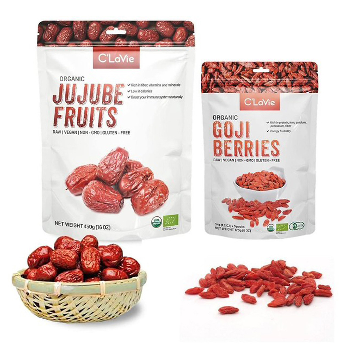 Kỷ tử hữu cơ C'Lavie 170g - Chứng nhận hữu cơ USDA, EU và JAS (Nhật Bản)