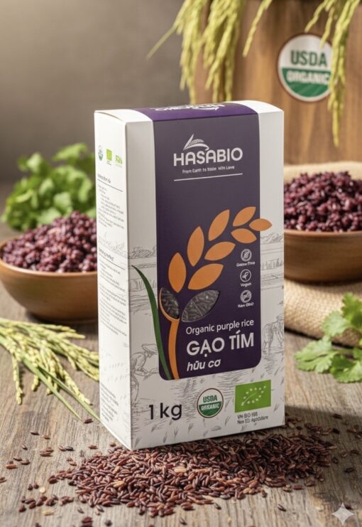 Gạo tím hữu cơ HASABIO 1kg