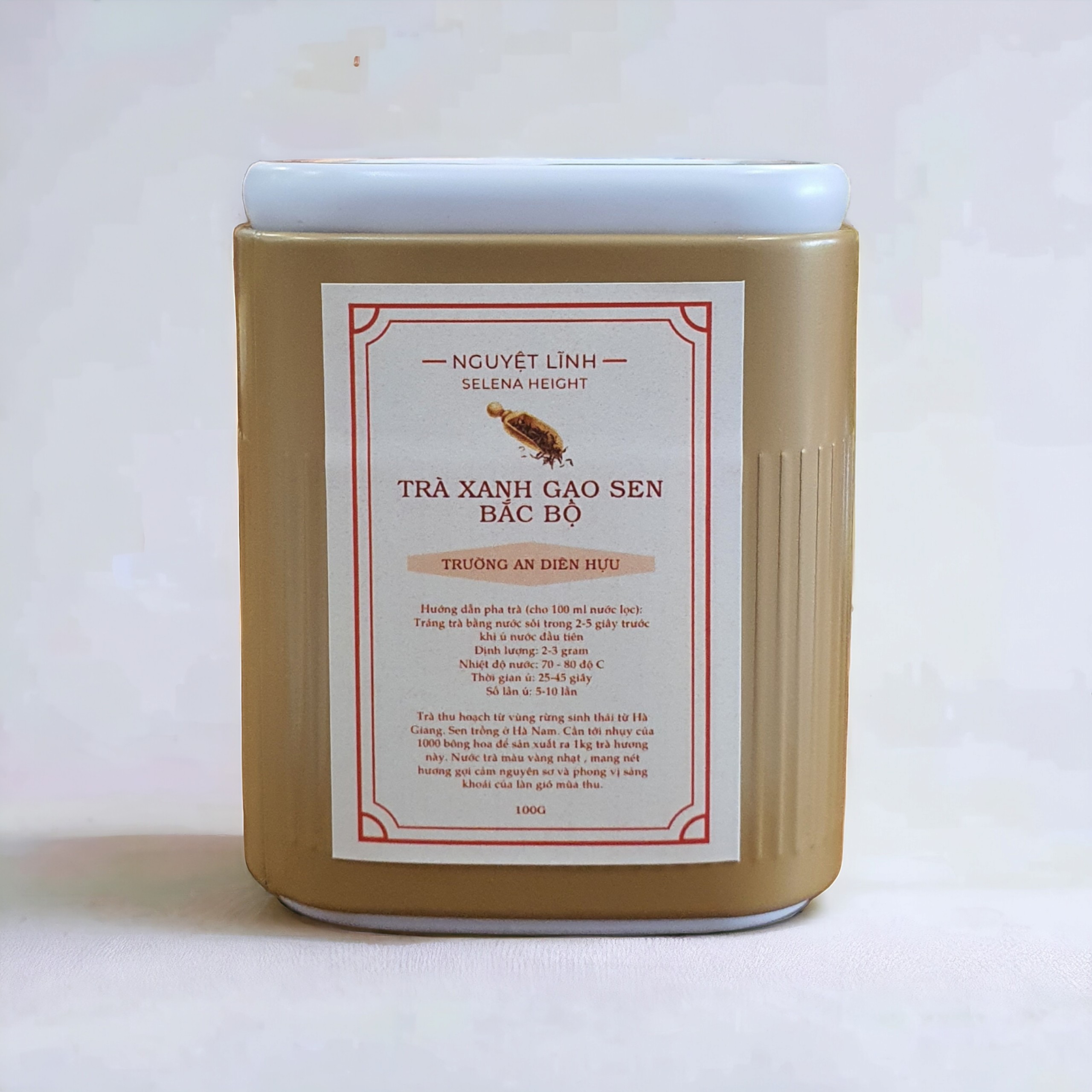 Trà Sen Bách Diệp - Trà xanh gạo sen Bắc Bộ (trữ trong hũ cao cấp Nghi Hưng)