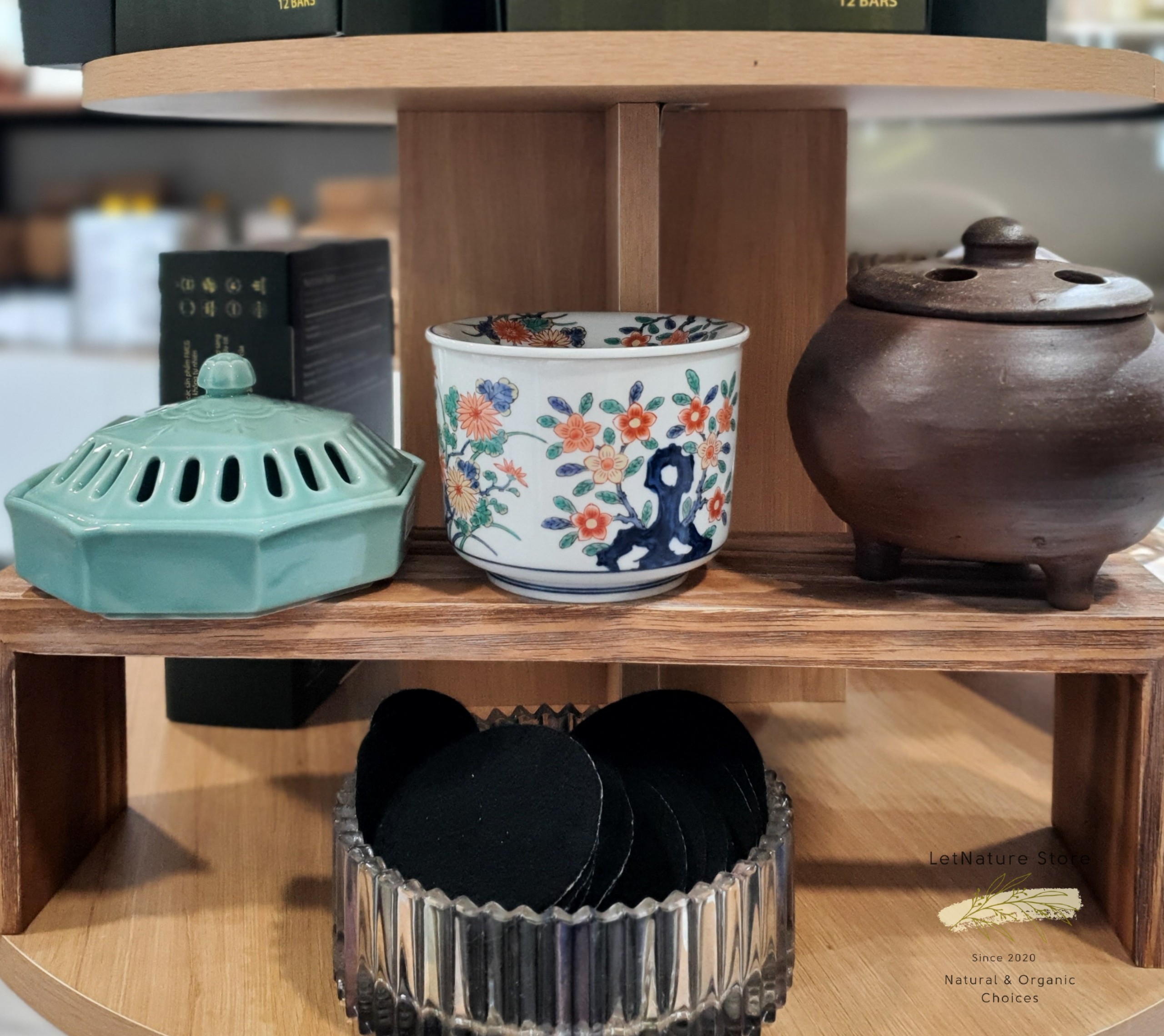 Lư & đế đốt nụ trầm, nụ thảo mộc, nụ quế (tặng 2 miếng chống cháy)