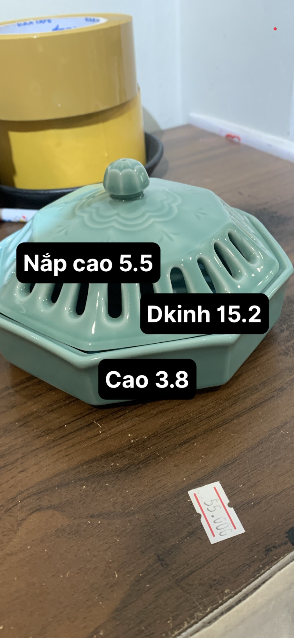 Lư & đế đốt nụ trầm, nụ thảo mộc, nụ quế (tặng 2 miếng chống cháy)