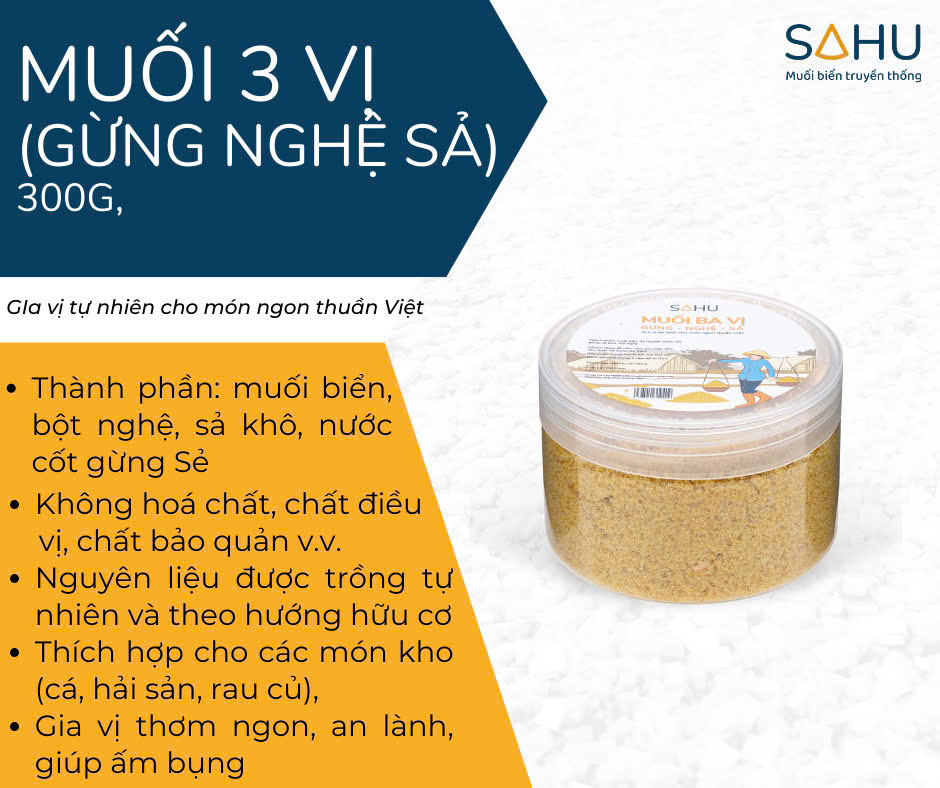 Muối biển truyền thống Sahu (muối hột, muối bọt, muối hầm, hoa muối, muối tre) - loại lớn