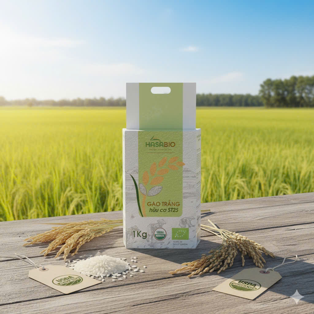Gạo trắng hữu cơ ST25 HASABIO 1kg