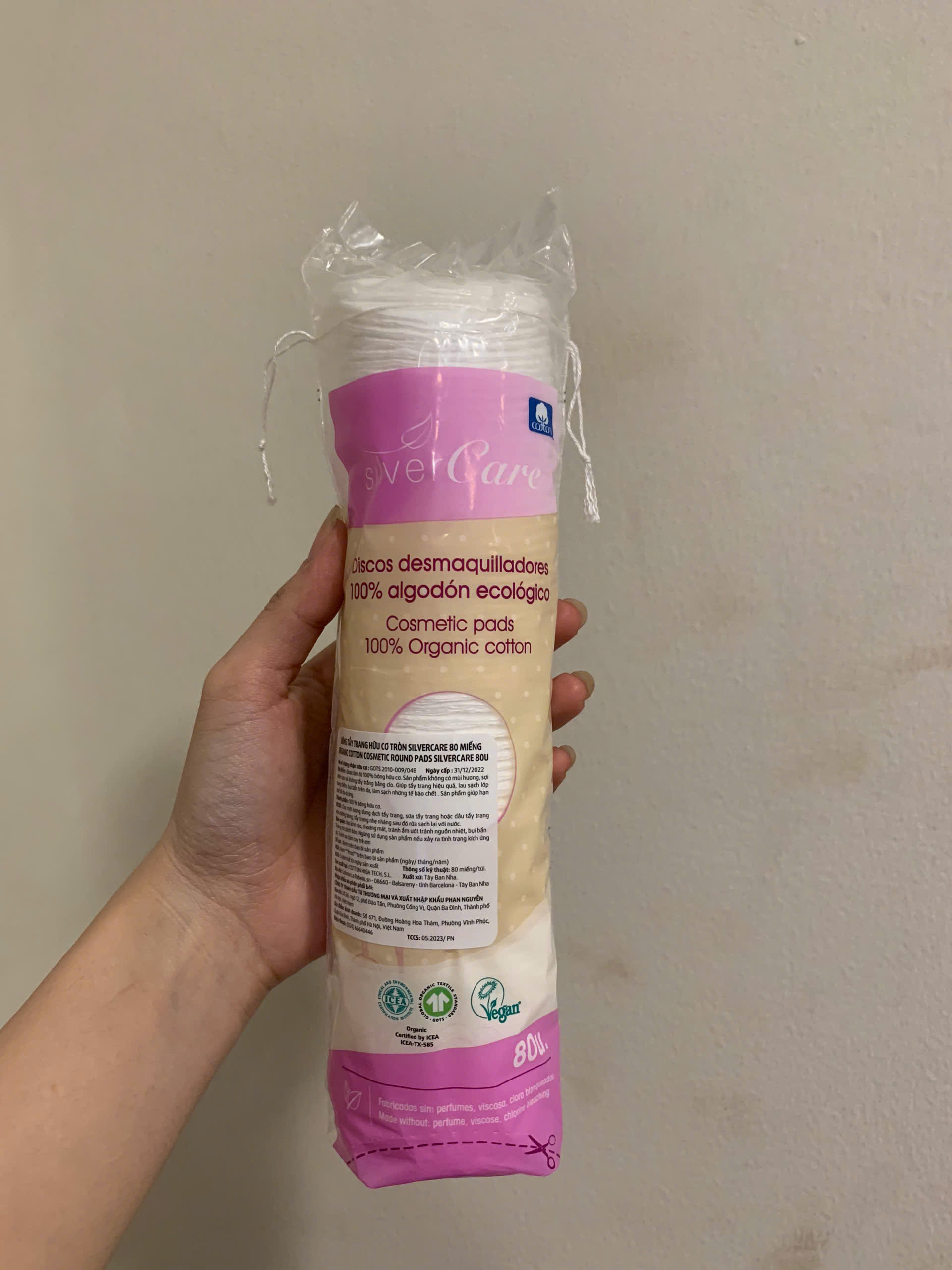 Bông tẩy trang hữu cơ tròn Silvercare 80 miếng