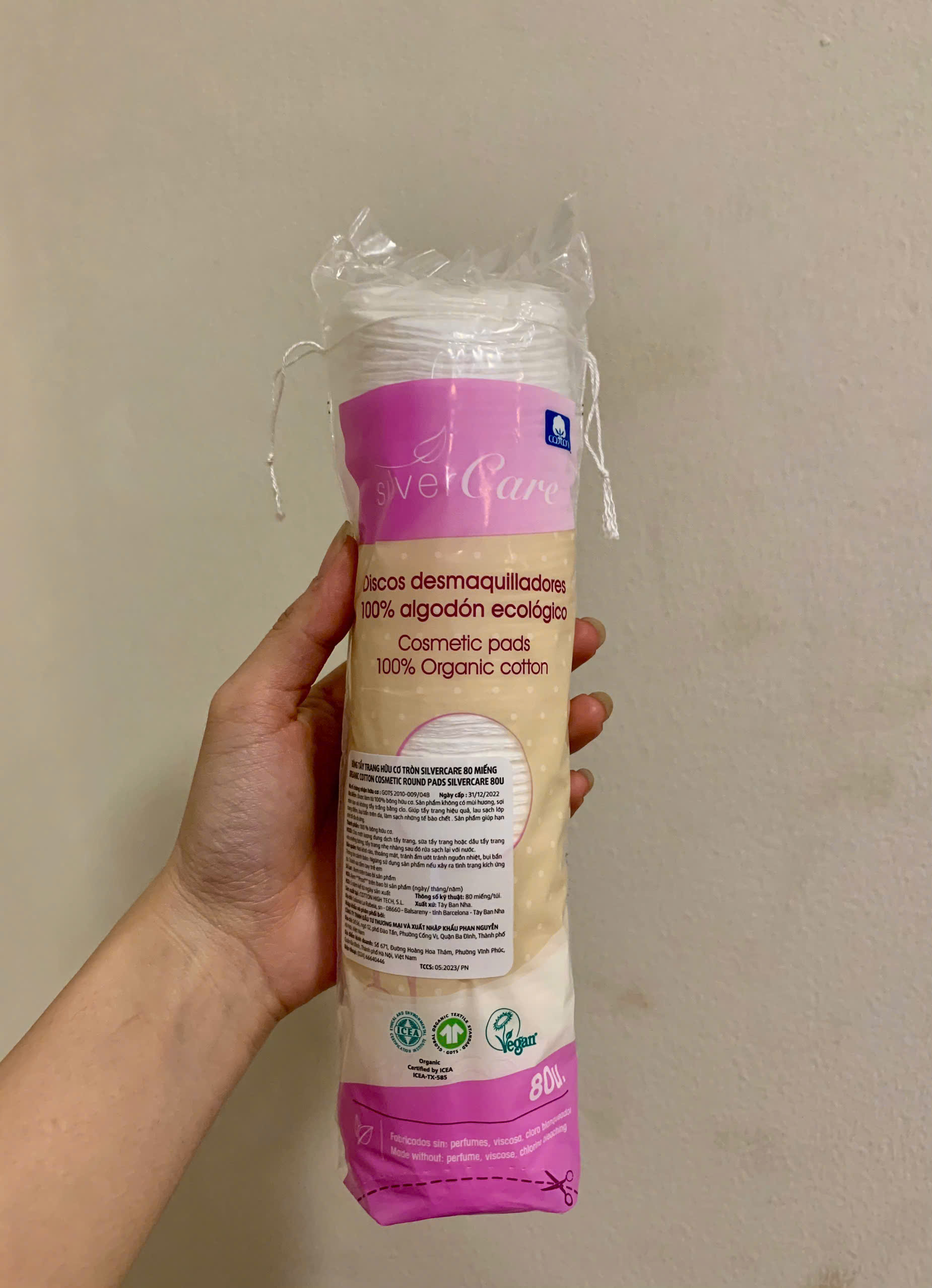 Bông tẩy trang hữu cơ tròn Silvercare 80 miếng