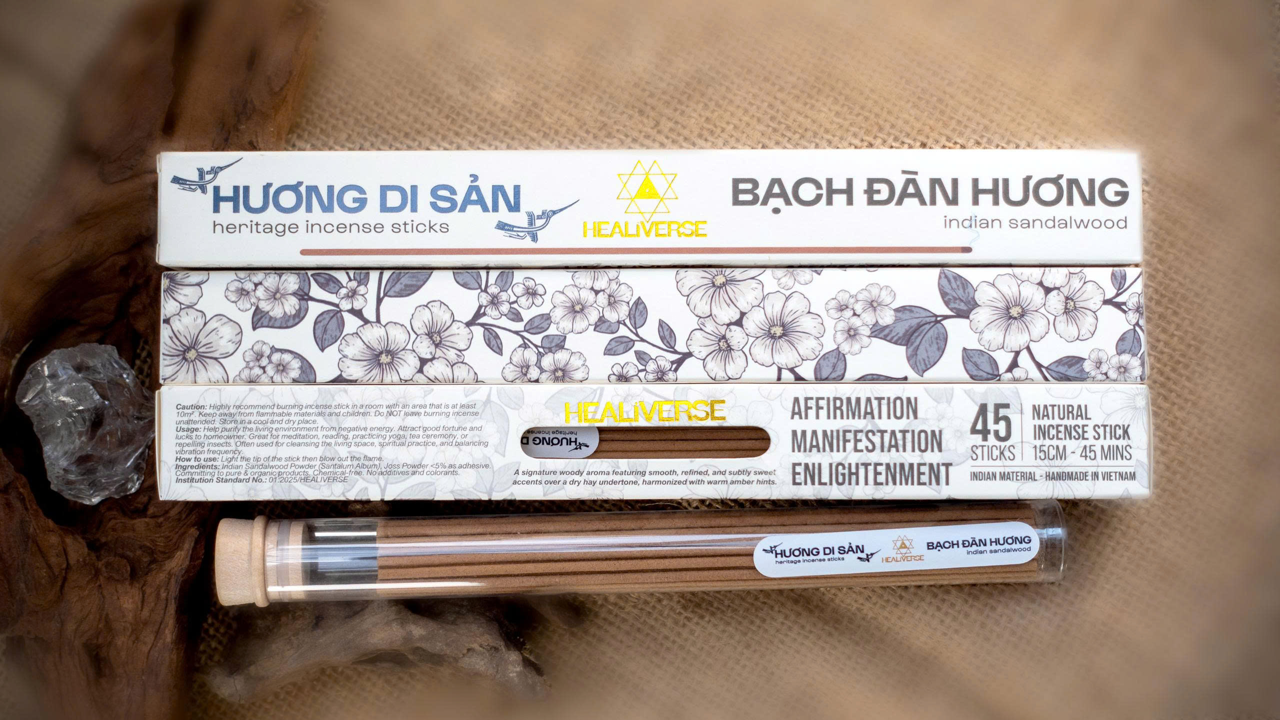 HƯƠNG DI SẢN BẠCH ĐÀN HƯƠNG - Heritage Incense Sticks Indian Sandalwood - Healiverse