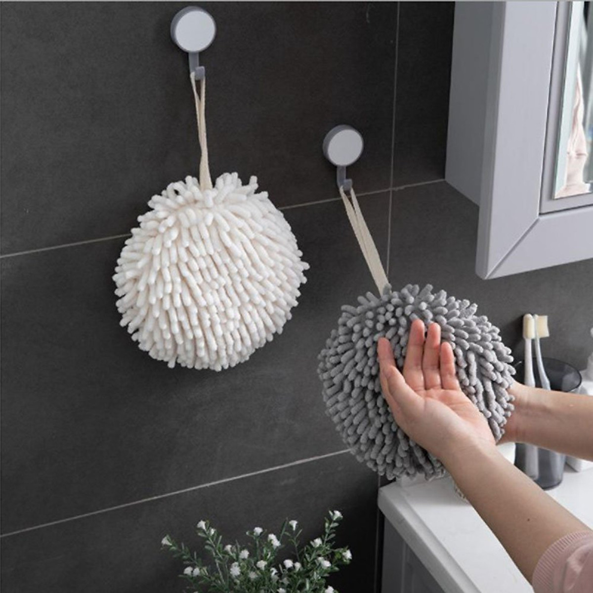 Khăn Lau Tay Nhà Bếp Quả Bông Tròn Lau Tay Siêu Thấm Hút Tốt Sợi San Hô A3843