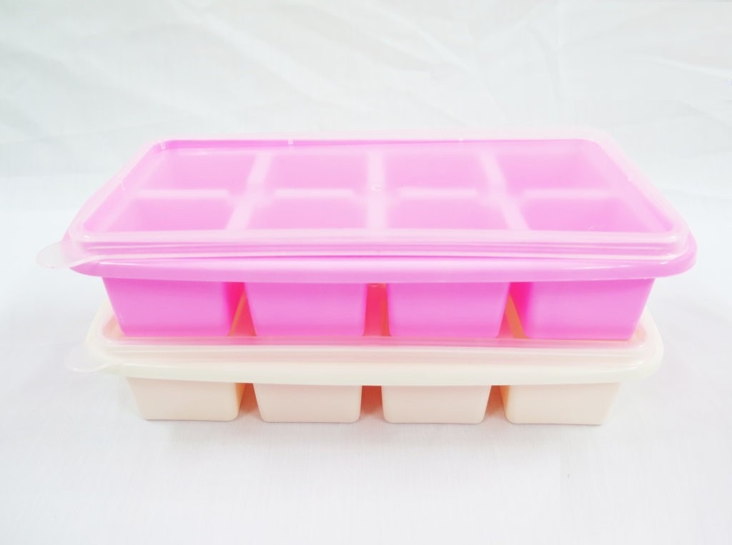 Khay Đá 8 Viên Vuông có nắp Việt Nhật nhựa dẻo, vỉ đá 8 ô, khay trữ đồ ăn dặm cho bé, khuôn làm thạch bền đẹp (6932) A5342
