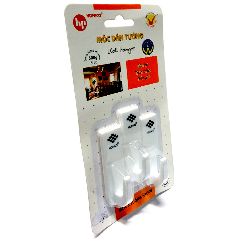 Vỉ 3 Móc Dán Tường Siêu Dính chịu Lực Combo 3 Cái màu trắng A3854