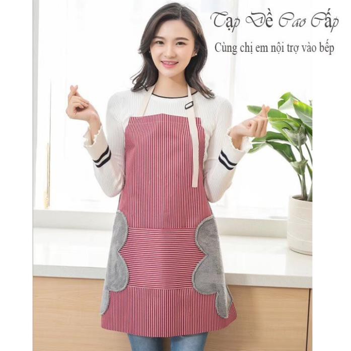 Tạp Dề Kẻ Sọc Có Túi Và Khăn Lau 2 Bên Có Túi A1542
