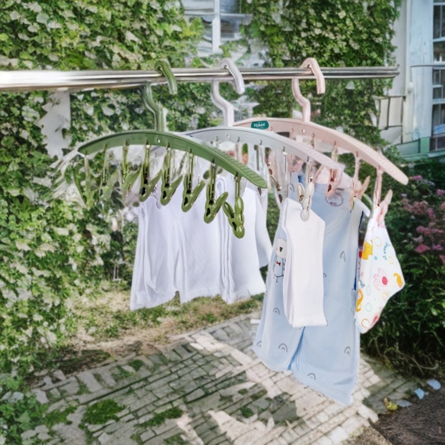 Thanh Móc 8 Kẹp Nhựa Hokori Móc Kẹp Phơi Đồ Chống Gió Thổi Bay Phơi Tất Vớ, Đồ Lót, Quần Áo Trẻ Em A3712