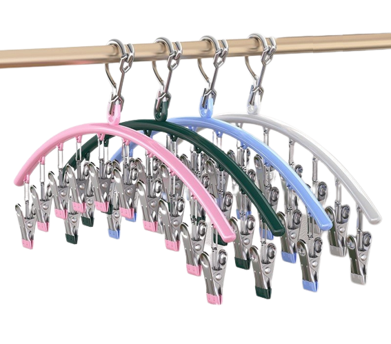 Móc Treo Phơi Đồ 10 Kẹp Inox Giữ Chống Gió, Móc Treo Tất Vớ Đồ Lót Quần Áo Trẻ Em Chống Trượt A3321