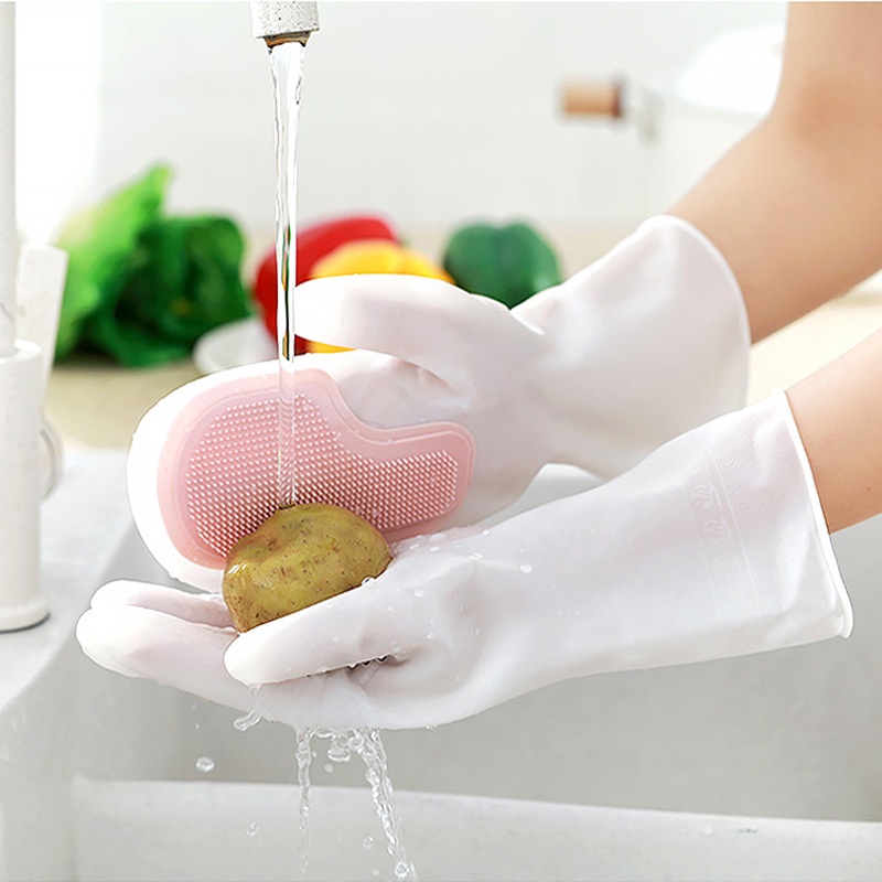 Găng Tay Rửa Chén Bát Tạo Bọt Silicon Bao Tay Vệ Sinh Nhà Cửa Găng Tay Cao Su A1821