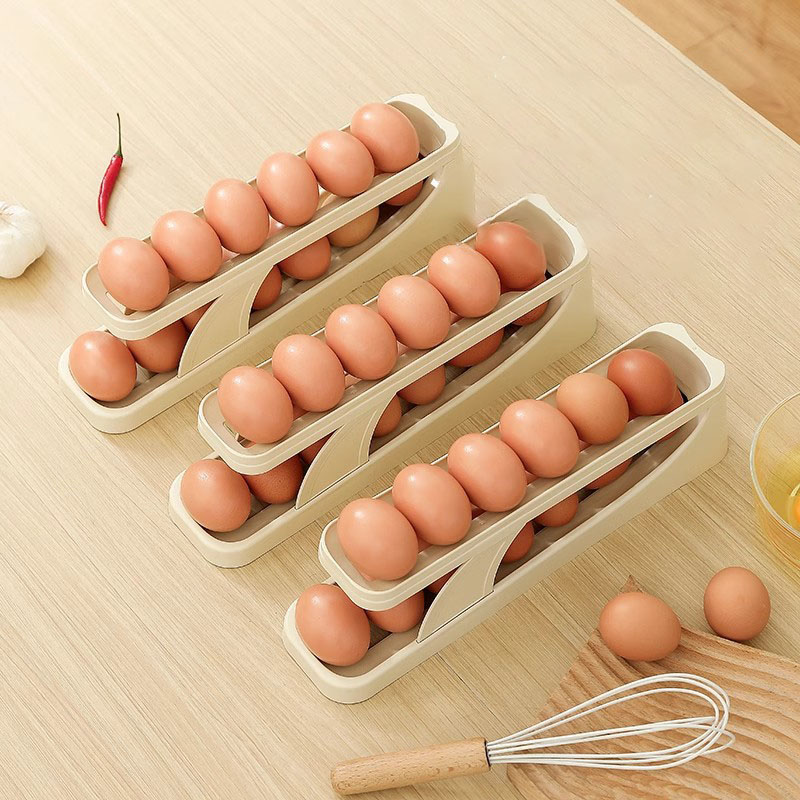Khay Đựng Trứng Lăn Tự Động 2 Tầng Thông Minh Để Tủ Lạnh A0643