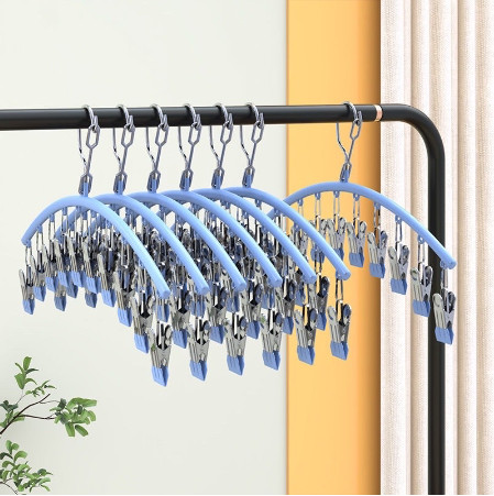 Móc Treo Phơi Đồ 10 Kẹp Inox Giữ Chống Gió, Móc Treo Tất Vớ Đồ Lót Quần Áo Trẻ Em Chống Trượt A3321