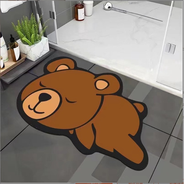 Thảm Lau Chân SiLicon Hình Thú Siêu Thấm Hút, Thảm Chùi Chân chống Trượt Siêu bền A3662