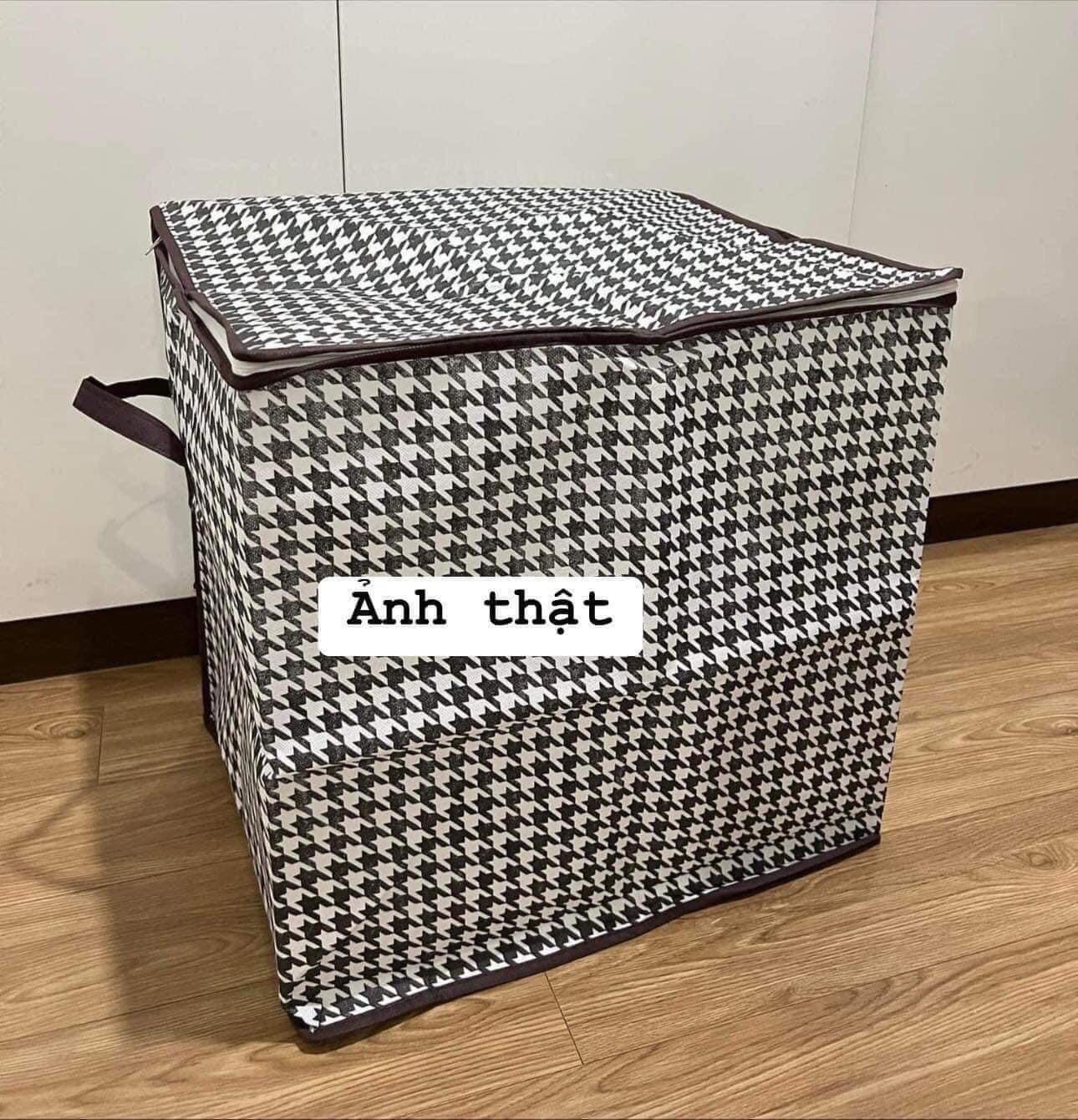 Túi Đựng Quần Áo Chăn Màn 100L Kẻ Caro Có Khóa Kéo Túi Vải Đựng Đồ Chống Thấm Nước Bụi Sắp Xếp Tủ Quần Áo A4153