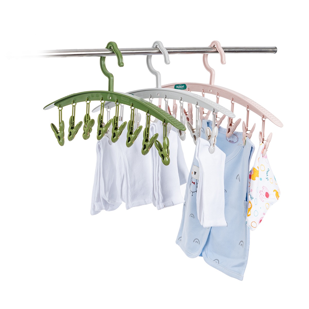 Thanh Móc 8 Kẹp Nhựa Hokori Móc Kẹp Phơi Đồ Chống Gió Thổi Bay Phơi Tất Vớ, Đồ Lót, Quần Áo Trẻ Em A3712