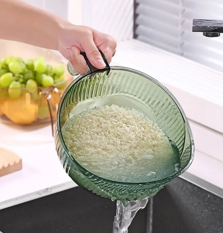 Rổ Nhựa Vo Gạo, Rửa Rau Củ Thiết Kế Lỗ Thoát Nước Tiện Dụng A1864