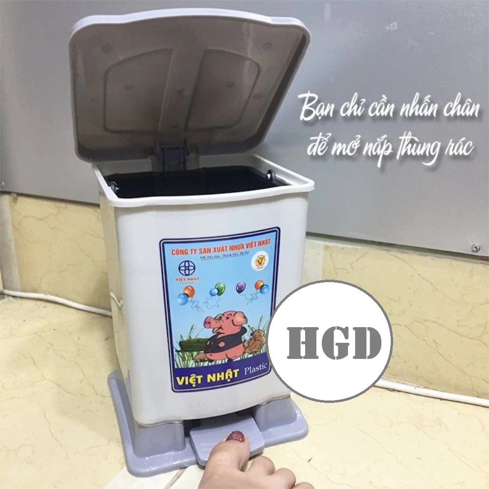 [ TIỂU ] Thùng Rác Đạp Nắp Bật Hình Chữ Nhật Nhựa Việt Nhật (VN8040) A5651