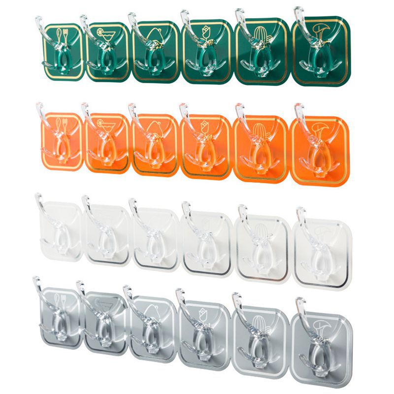 Bộ 6 Móc Dán Tường Keo Acrylic Cao Cấp Mẫu Mới A3824