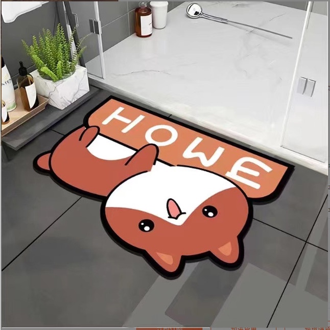 Thảm Lau Chân SiLicon Hình Thú Siêu Thấm Hút, Thảm Chùi Chân chống Trượt Siêu bền A3662