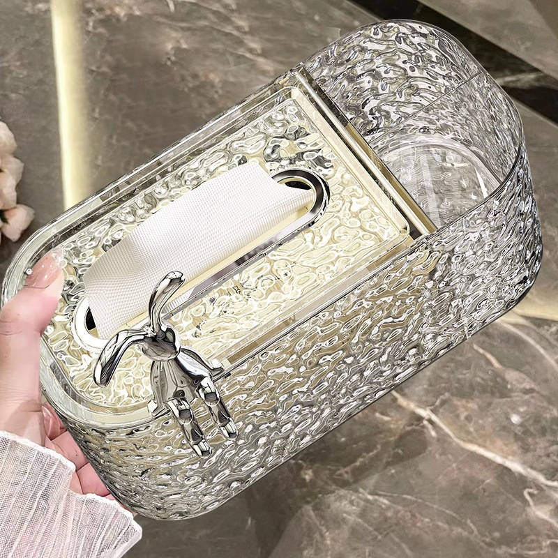 Hộp Đựng Khăn Giấy Ăn Trong Suốt Nhựa Acrylic Họa Tiết Gợn Sóng A1673