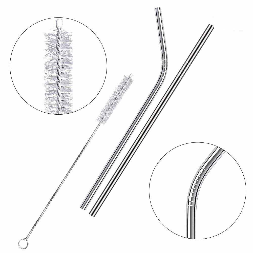 Bộ 3 Ống Hút Inox Kèm Cọ Rửa Vệ Sinh Có Túi Đựng Dây Rút Canvas A2042