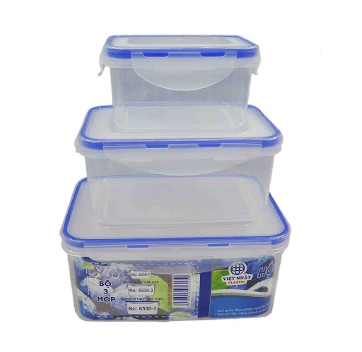 Bộ 3 Hộp Đựng Thực Phẩm (Hình Chữ Nhật) Nhựa Việt Nhật (6532) A1373