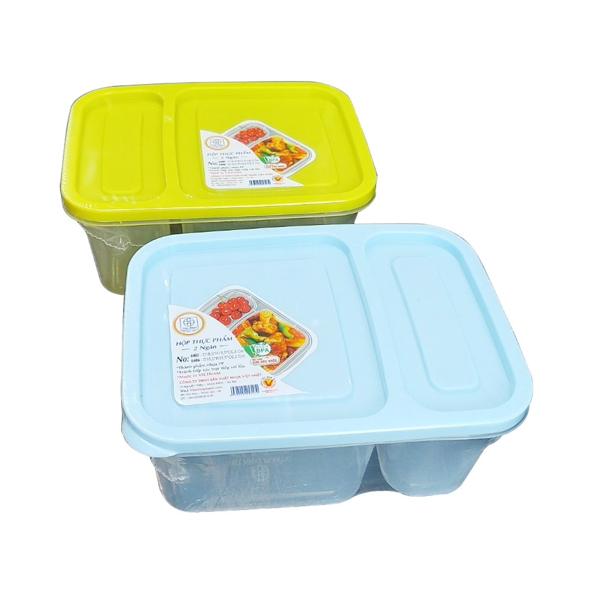 Hộp Nhựa Đựng Thực Phẩm 2 Ngăn Việt Nhật, Hộp Đựng cơm Văn Phòng (6486) A3572