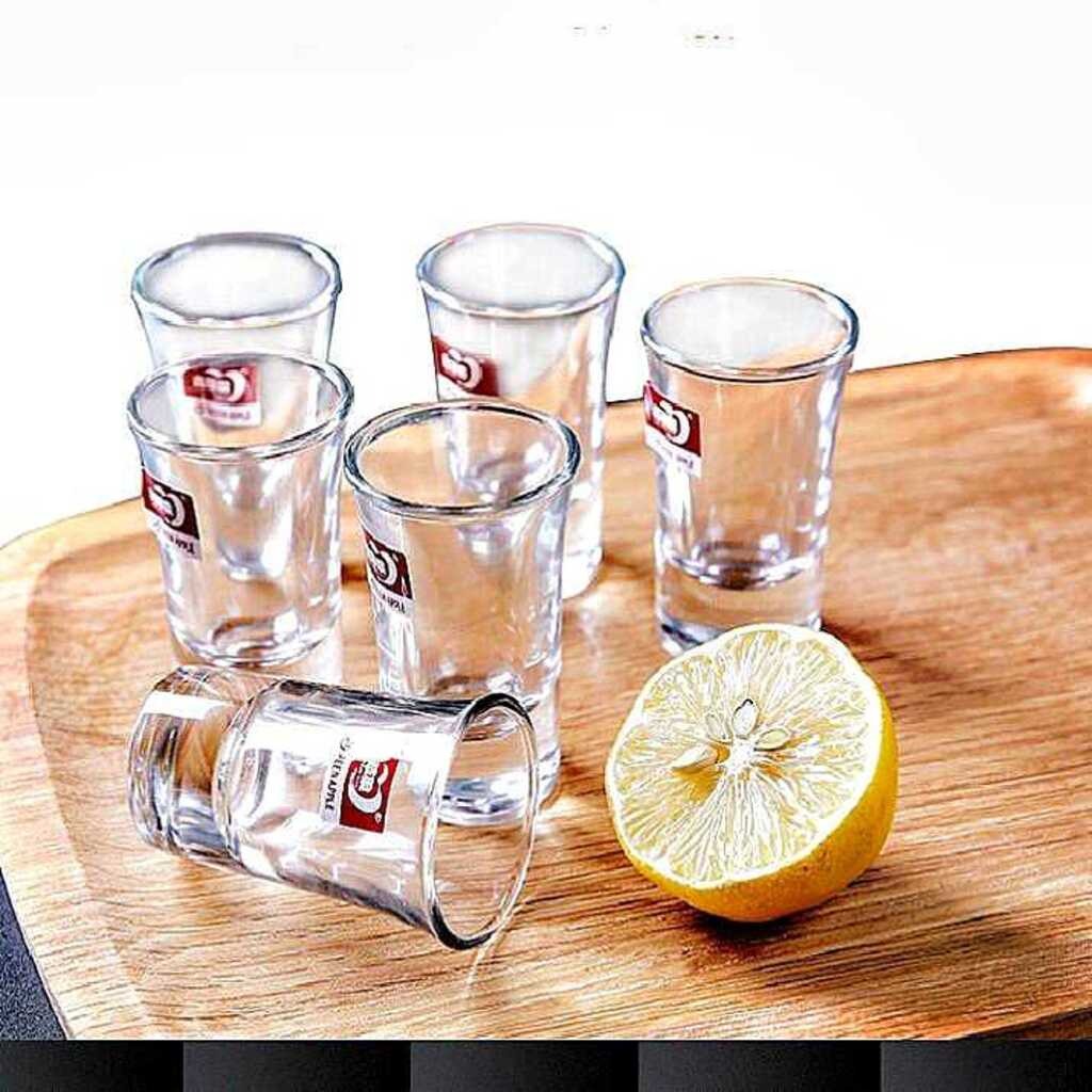 Bộ 6 Ly Thủy Tinh Uống Rượu 34ml Cao Cấp, Ly uống Rượu đế dày Wine Glass A1413